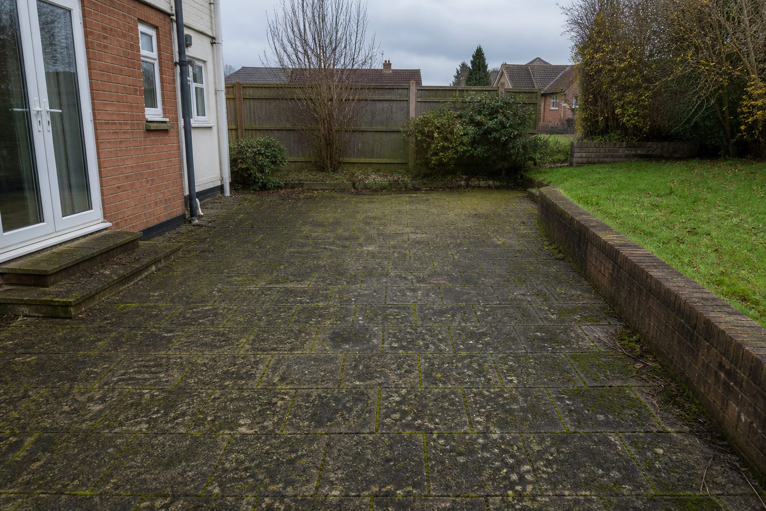 Patio before cleaning